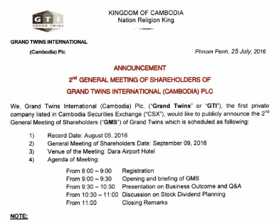 GTI 2nd General Meeting of Shareholder